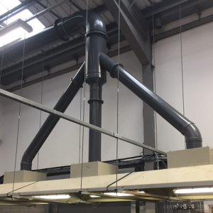 Polypropylene Overhead Fume Extraction Hood C/W Sectional PVC Ductwork