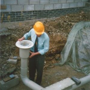 On-site installation of acid polypropylene drainage pipe work below ground