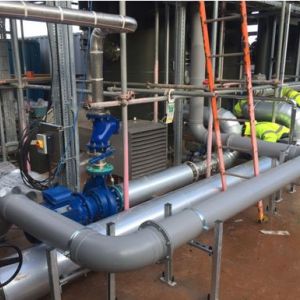 Polypropylene ductwork installed on-site for a bio-gas plant.
