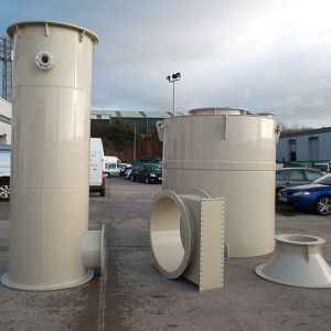 Complete fume scrubbing tower in component parts