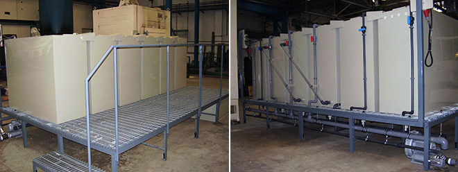 Photos show front and rear views of complete turnkey wire cleaning plant.