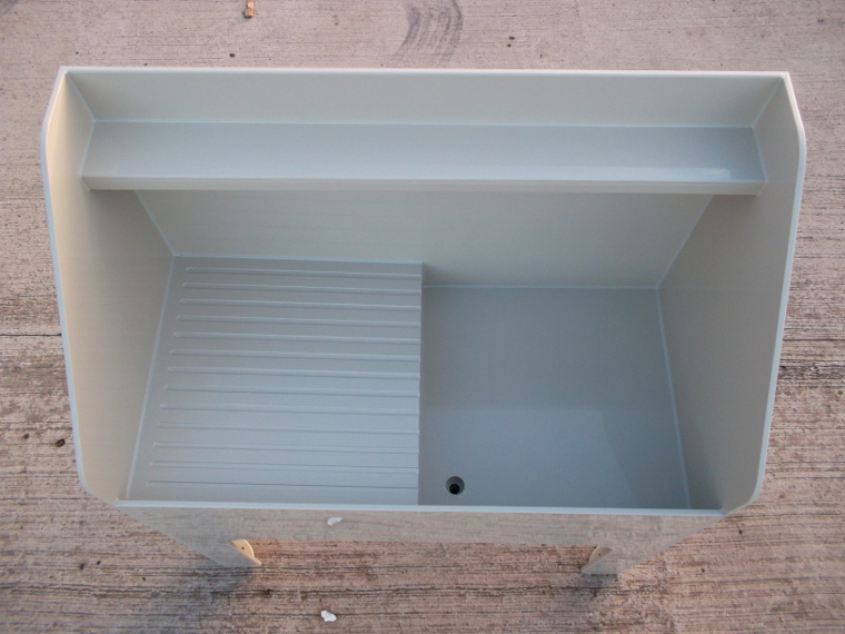 polypropylene sink unit complete with draining board.