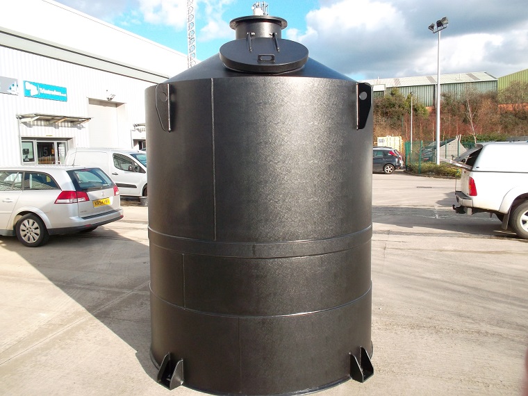 1 of two no 7000 litre acid waste storage tanks manufactured and then installed on site.