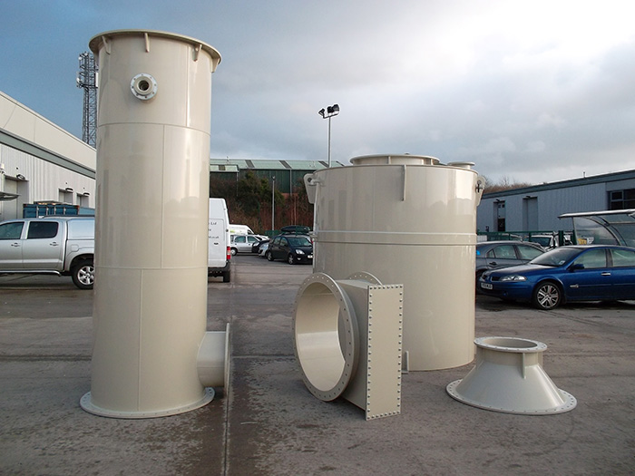 Complete fume scrubbing tower in component parts